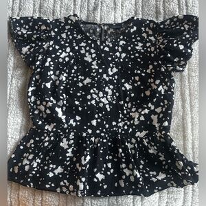 Who What Wear Black and White Speckled Blouse